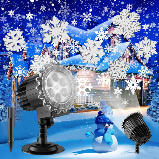 Morfone Christmas Projector Lights, Waterproof Snowflake Projector Light with Dynamic Snowfall Effect for Christmas New Year Holiday Party Decor
