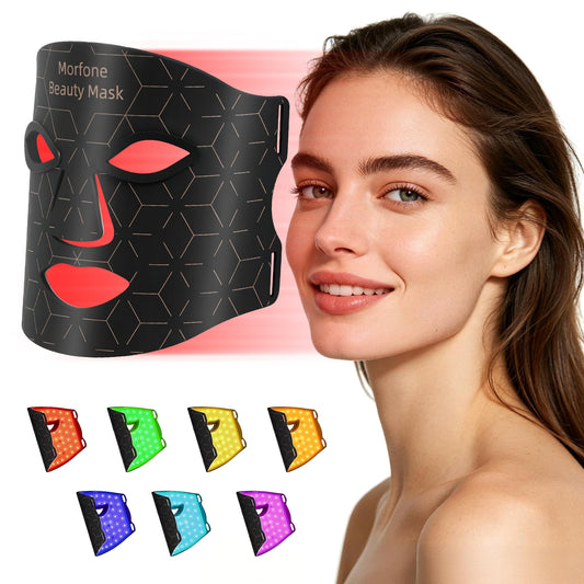 Morfone Red Light Therapy for Face, 7-1 Colors Red Light Mask, Portable LED Face Mask for Home and Travel