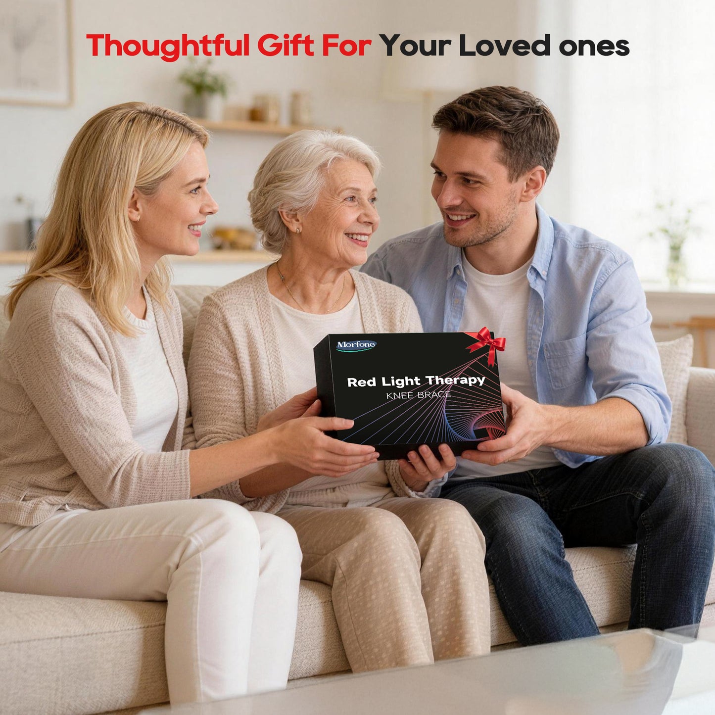 Morfone Cordless Red Light Knee Massager with 3 Heat & 3 Vibration, 660nm & 850nm Infrared Light Knee Brace with Timer,Ideal Gift for Women Man