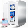 Mini Fridge, 4 Liter/6 Can Small Refrigerator, Brushed Silver Stainless Skincare Fridge for Bedroom, Car, Office, Dorm, White