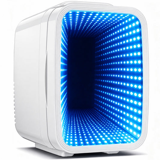 4L Mini Fridge, Small Refrigerator with 6-Color LED Light, Skincare Fridge for Bedroom, Gaming Room, Office, Car, Dorm (White)