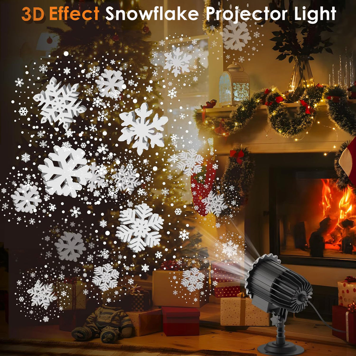 Morfone Christmas Projector Lights, Waterproof Snowflake Projector Light with Dynamic Snowfall Effect for Christmas New Year Holiday Party Decor