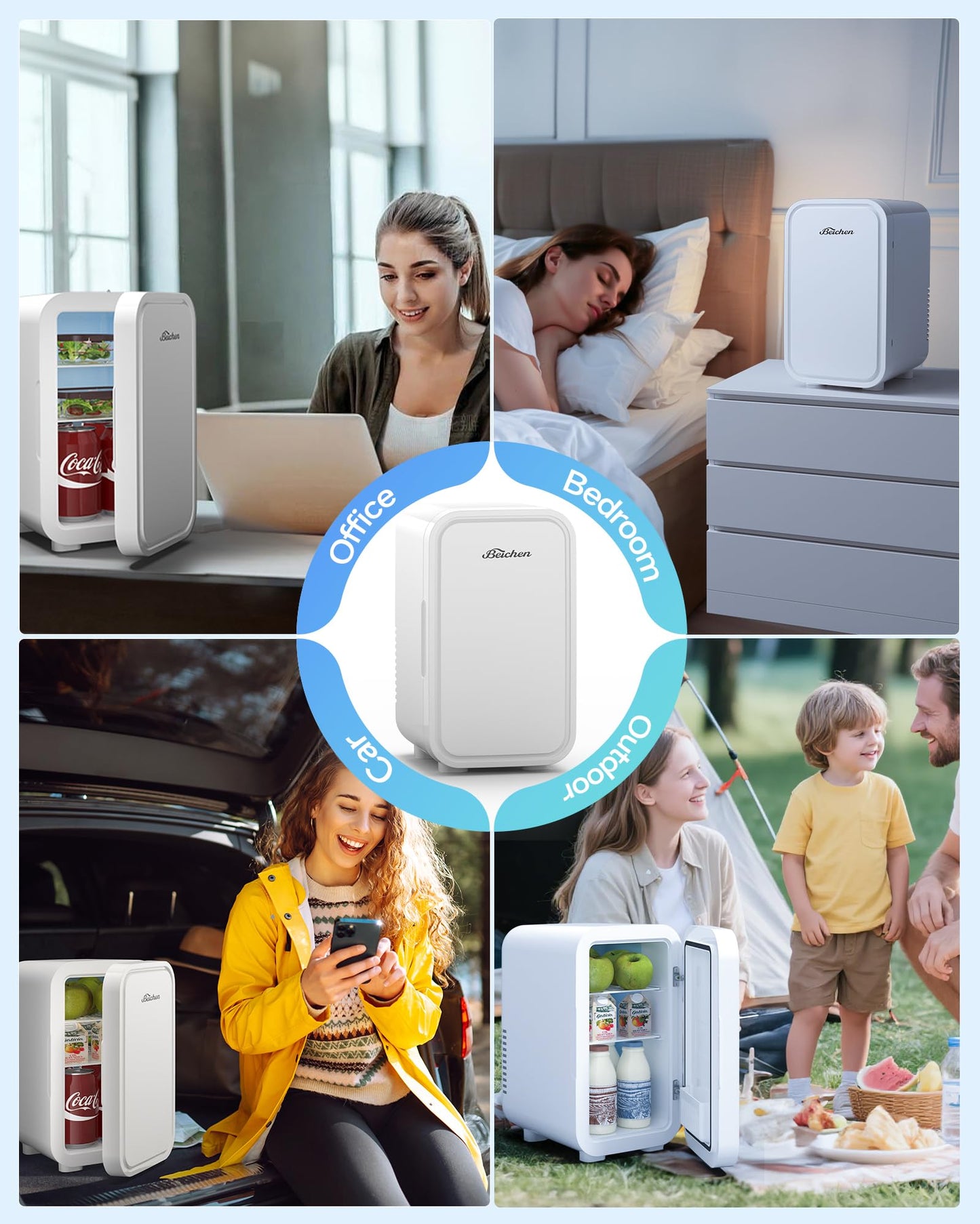 White Mini Fridge 6L | 110V AC/DC Portable Thermoelectric Cooler & Warmer