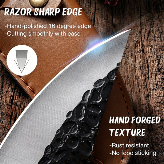 ACMETOP Chef Knife, High Carbon Steel Kitchen Knife for Meat Cutting, Slicing, Camping, BBQ – Essential Kitchen Tool