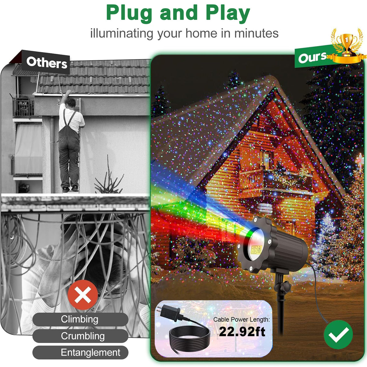Morfone Halloween Projector Lights Outdoor with Remote Control, 12 Effect Moving RGB Lights Show Waterproof Holiday Projector Lights for Party Garden New Year Decor