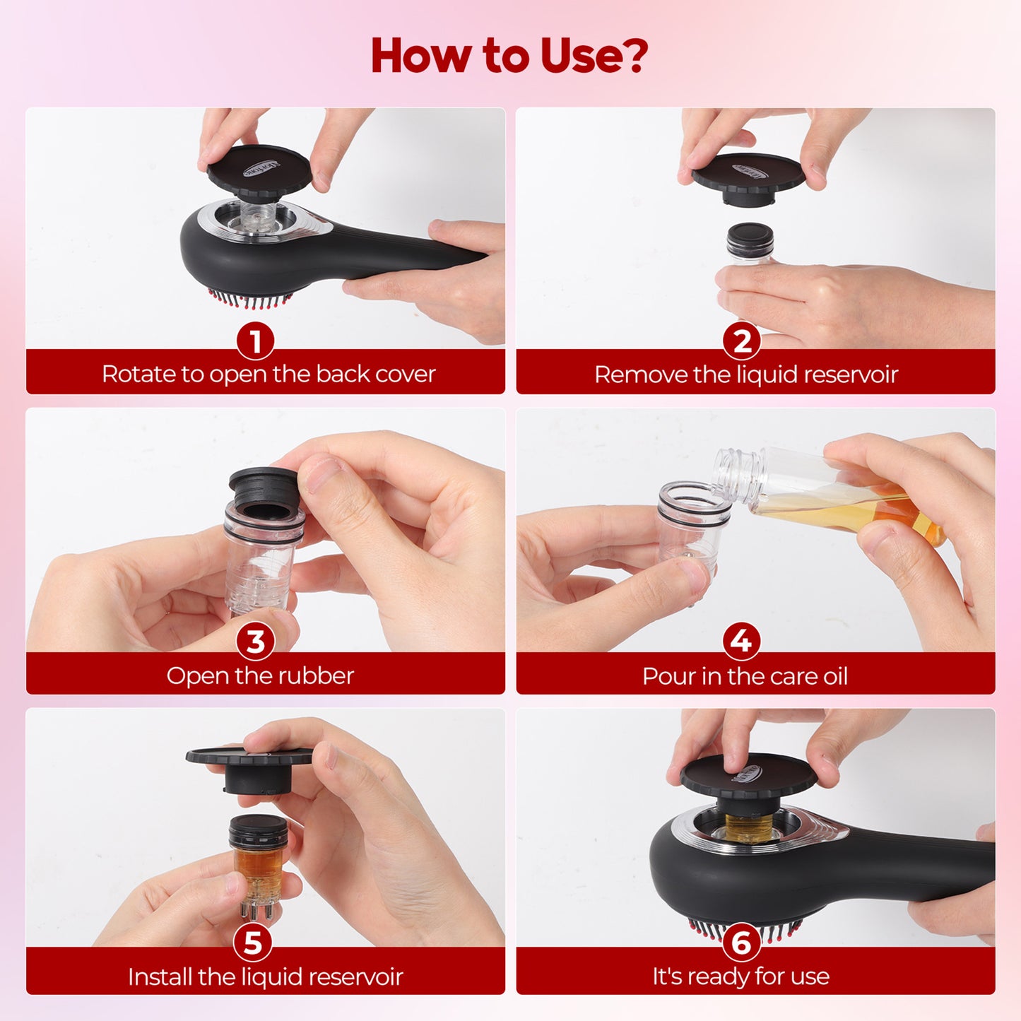 Morfone 3-in-1 Electric Scalp Massager Brushes, Hair Oil Applicator with Nano Mist Sprayer, 4 Massage Modes, Cordless Portable Hair Massager Comb for Men Women