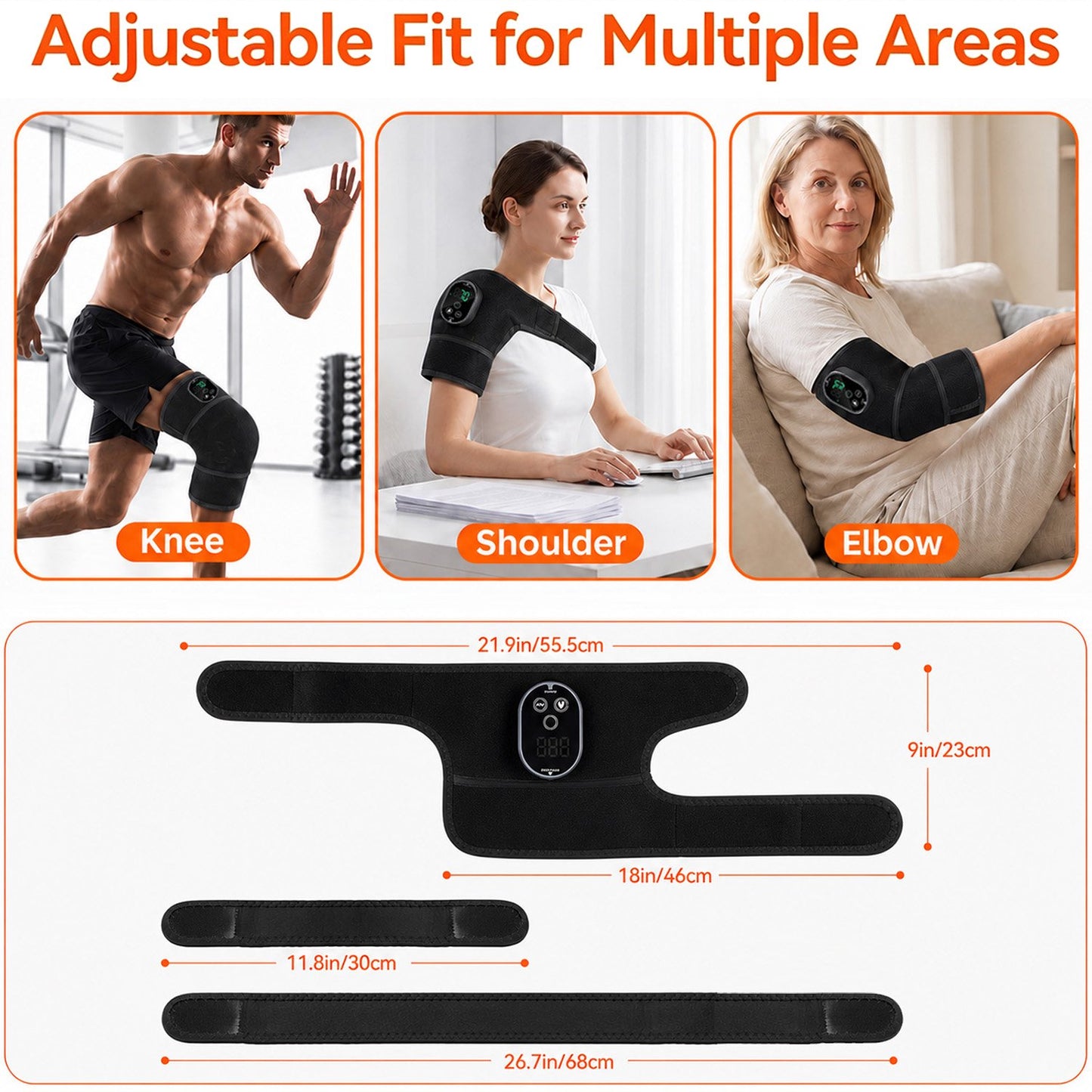 Morfone Cordless Knee Massager with 6 Heat & 3 Vibration, 3-in-1 Heated Knee Brace Wrap, Heating Pad for Knee, Shoulder, Elbow