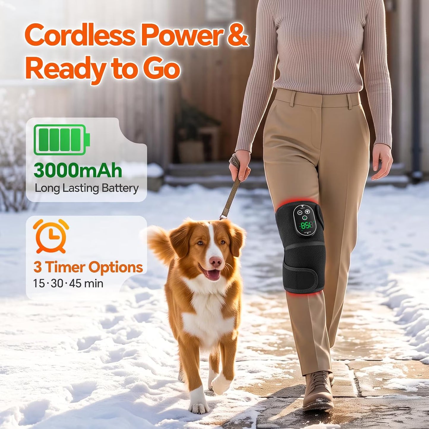 Morfone Cordless Knee Massager with 6 Heat & 3 Vibration, 3-in-1 Heated Knee Brace Wrap, Heating Pad for Knee, Shoulder, Elbow
