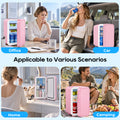 Mini Fridge, 6 Liter/8 Can Small Refrigerator, AC/DC Portable Skincare Fridge for Bedroom, Dorm, Office, Car, Pink