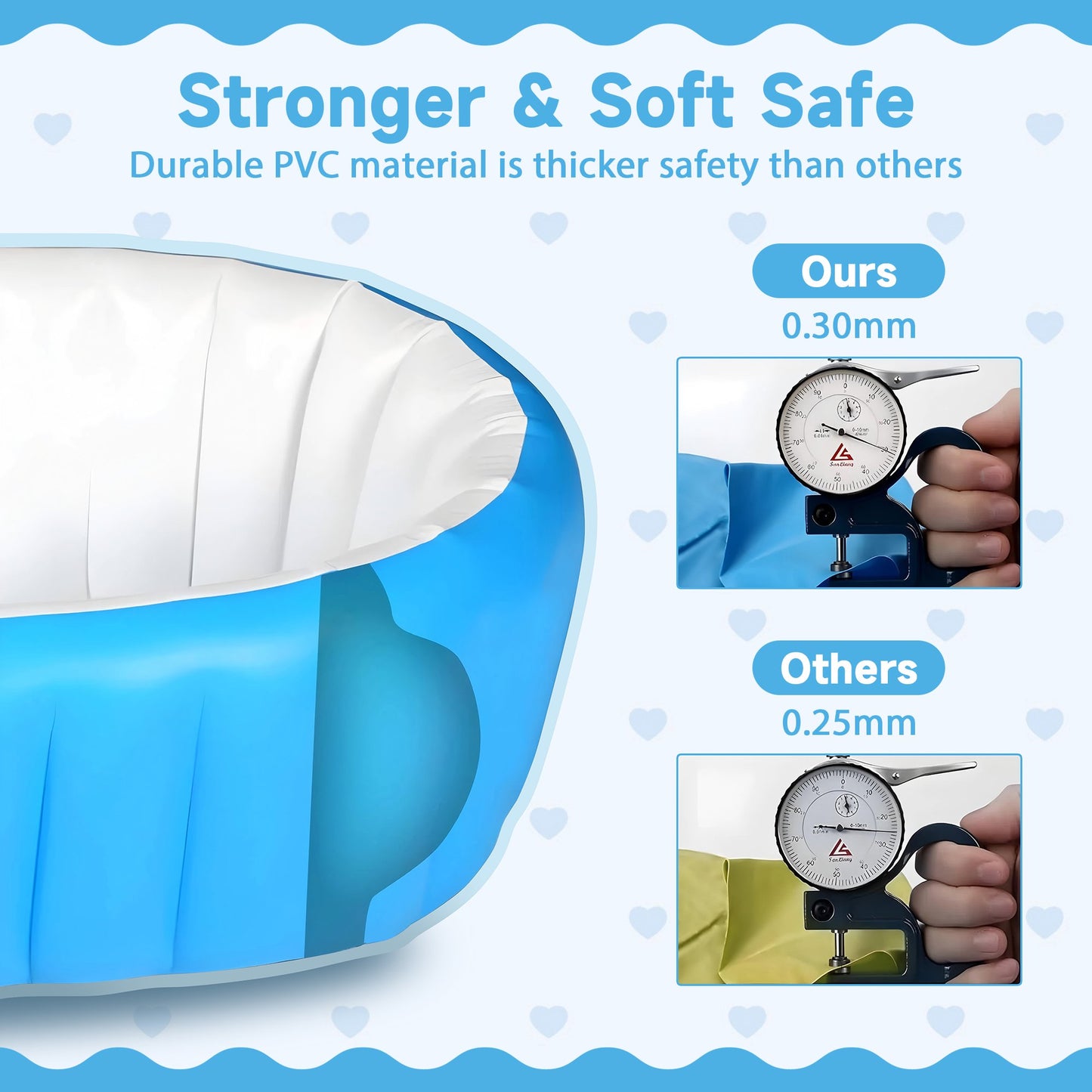 Anoak Inflatable Baby Bathtub for Newborn to Toddler, Portable Travel Infant Baby Bath Tub, Toddler Bathtub with Air Pump, Foldable Non-Slip Shower Basin Collapsible Baby Tub, Blue