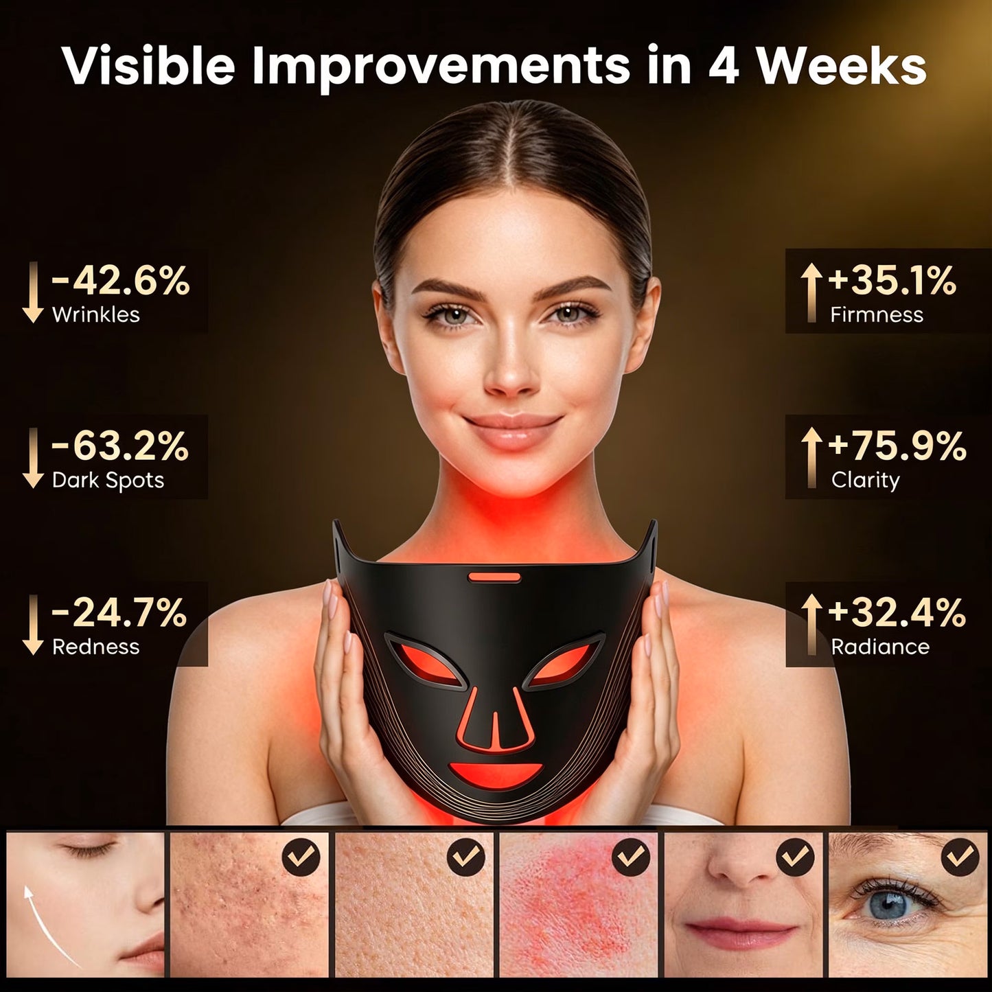 Morfone Red Light Therapy Mask for Face, 4 Modes Led Face Mask, 850NM Infrared & Red Light Mask at Home, Travel (Black)