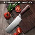 ACMETOP 7 Inch Nakiri Knife, Japanese High Carbon Stainless Steel Chef Knife, Multipurpose Meat Cleaver Sharp Kitchen Knife with Ergonomic Pakkawood Handle