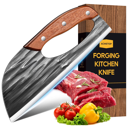 Acmetop Chef Knife, High Carbon Steel Kitchen Knife for Meat Cutting, Slicing, Camping, BBQ – Essential Kitchen Tool