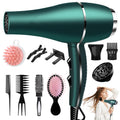 Morfone Hair Dryer, Professional Negative Ionic Thermo-Control Blow Dryer with Hair Diffuser & Nozzle, Green