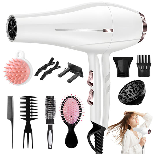 Morfone Hair Dryer, Professional Negative Ionic Thermo-Control Blow Dryer with Hair Diffuser & Nozzle, White