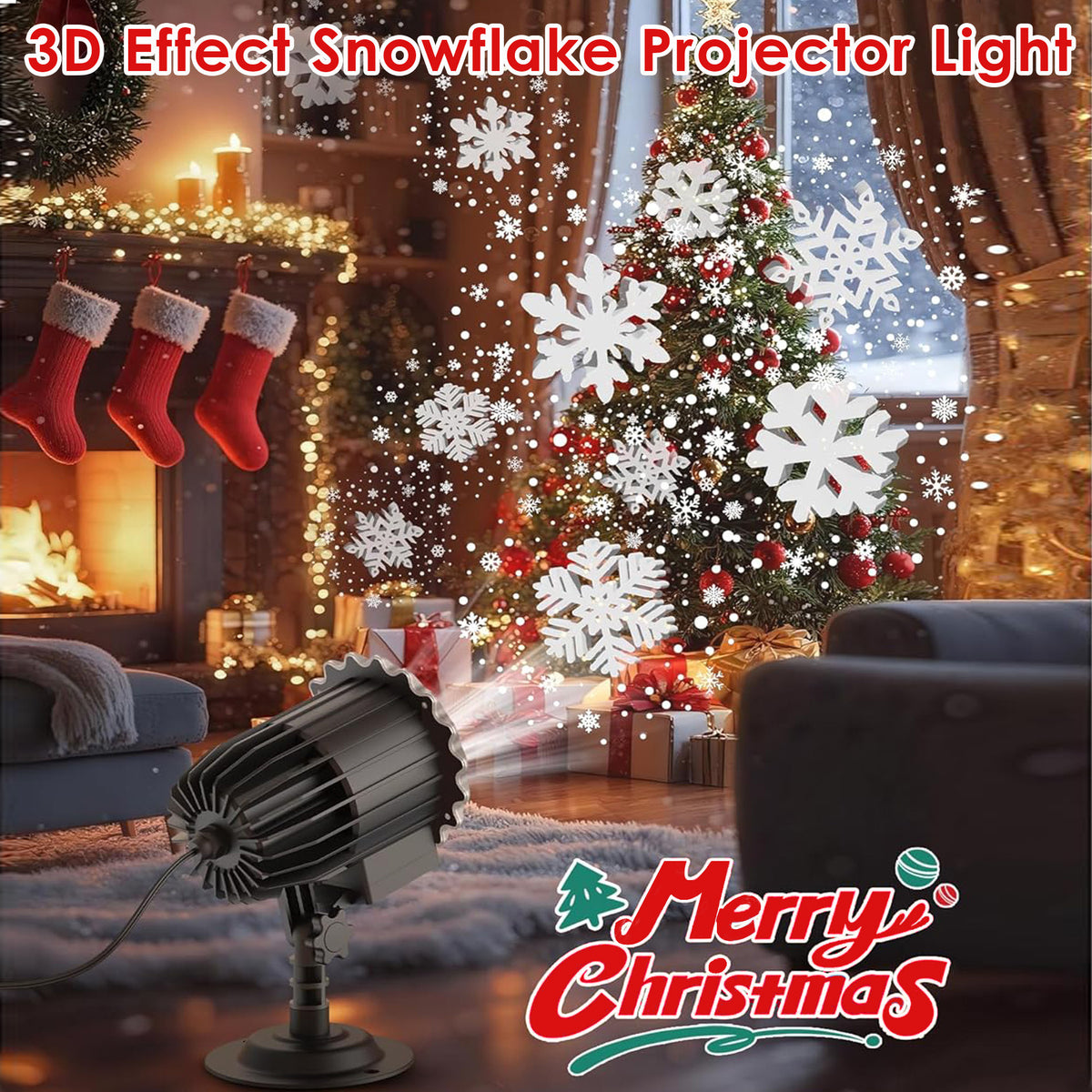 Morfone Christmas Projector Lights, Waterproof Snowflake Projector Light with Dynamic Snowfall Effect for Christmas New Year Holiday Party Decor