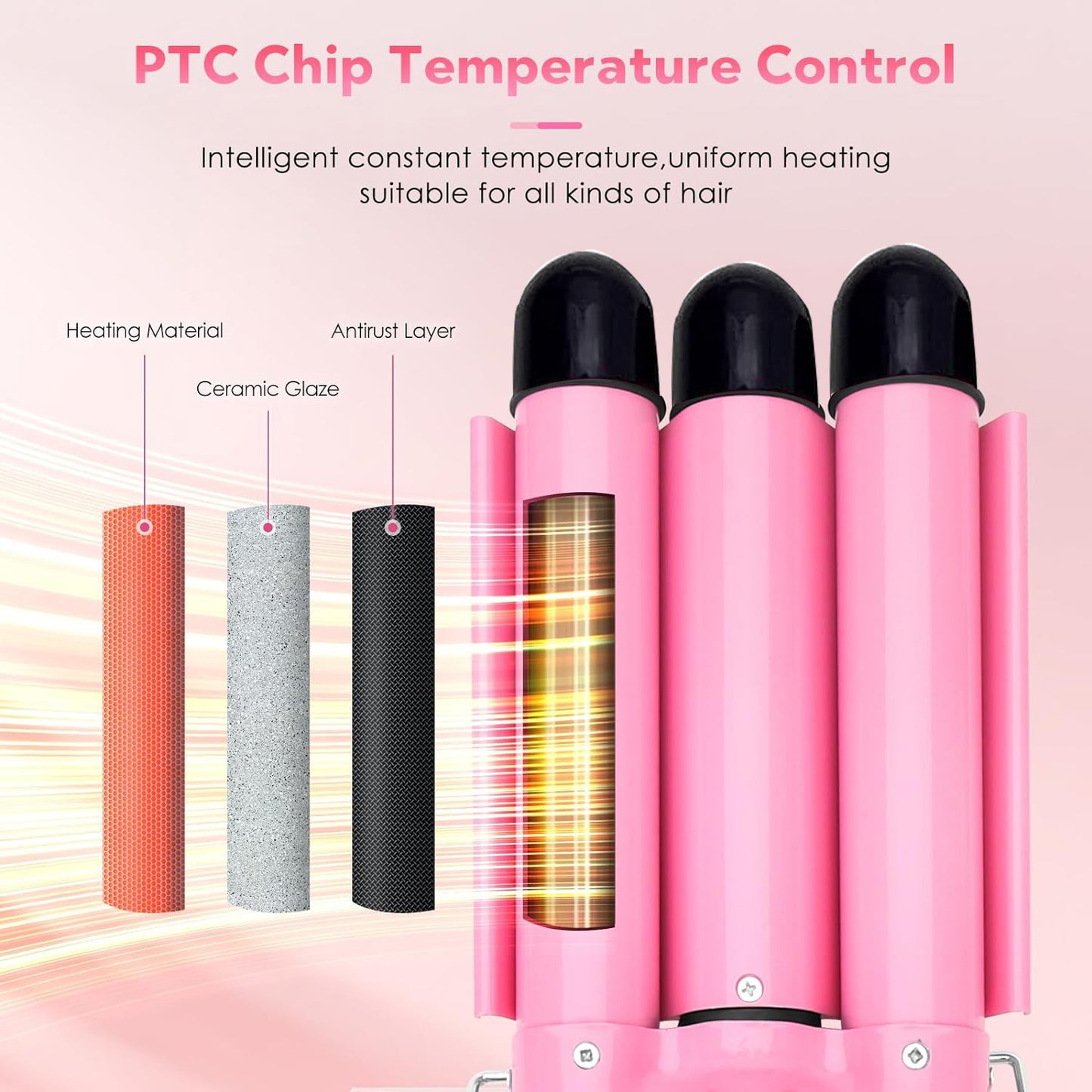 Morfone 3 Jumbo Barrel Curling Iron Wand 22mm Hair Waver Temperature Adjustable Ceramic Big Waves Hair Crimper