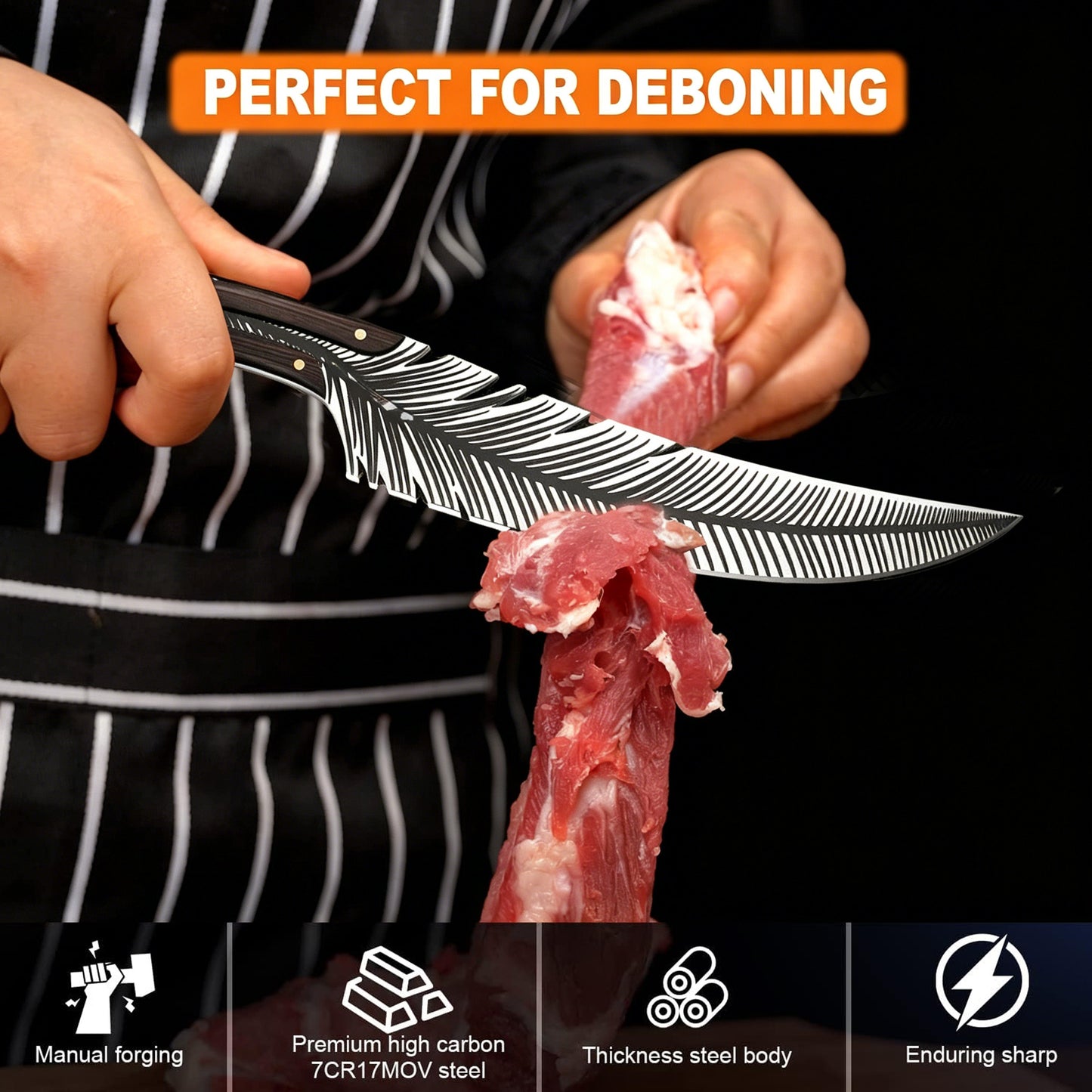 ACMETOP Feather Knife Professional Viking Knife Meat Cleaver Butcher Knife Boning Knife for Kitchen Camping Chef Knives Gifts for Men Women