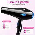 Morfone Hair Dryer, Professional Negative Ionic Thermo-Control Blow Dryer with Hair Diffuser & Nozzle, Black