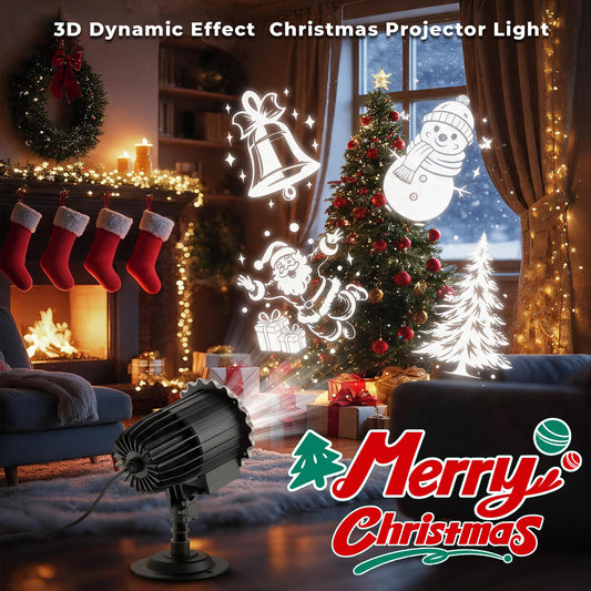 Morfone Christmas Projector Lights Outdoor, 3D Dynamic Waterproof Holiday Projector Lights for Yard Wall Indoor Outdoor Christmas Decorations