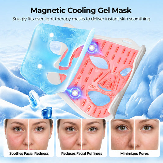 Morfone Red Light Therapy for Face with Cooling Gel Pack, 4 Modes LED Face Mask, 850nm NIR & 660nm Red Light Mask Home Travel Gift