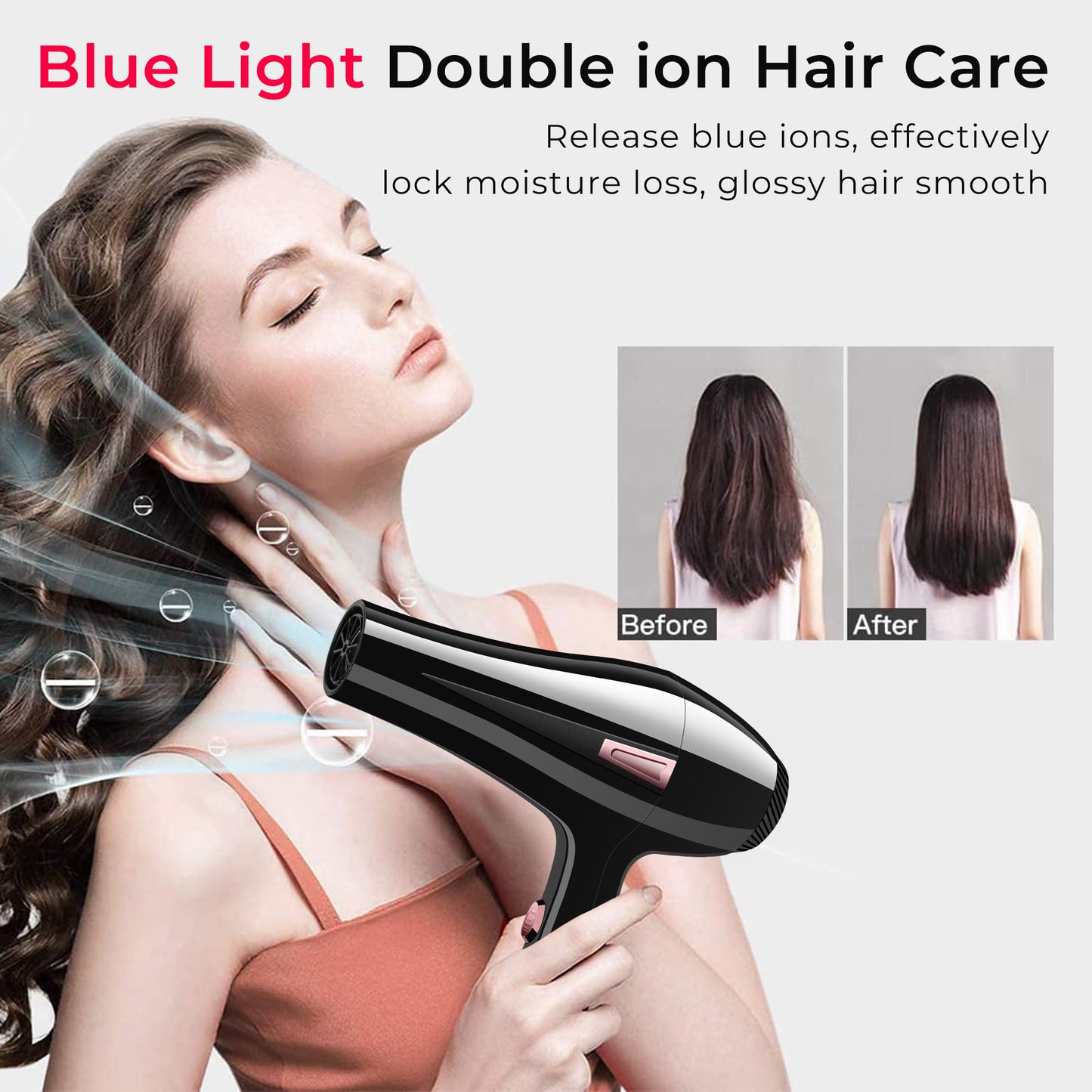 Morfone Hair Dryer, High-Speed Professional Ionic Blow Dryer with Hair Diffuser & Nozzle for Women & Men