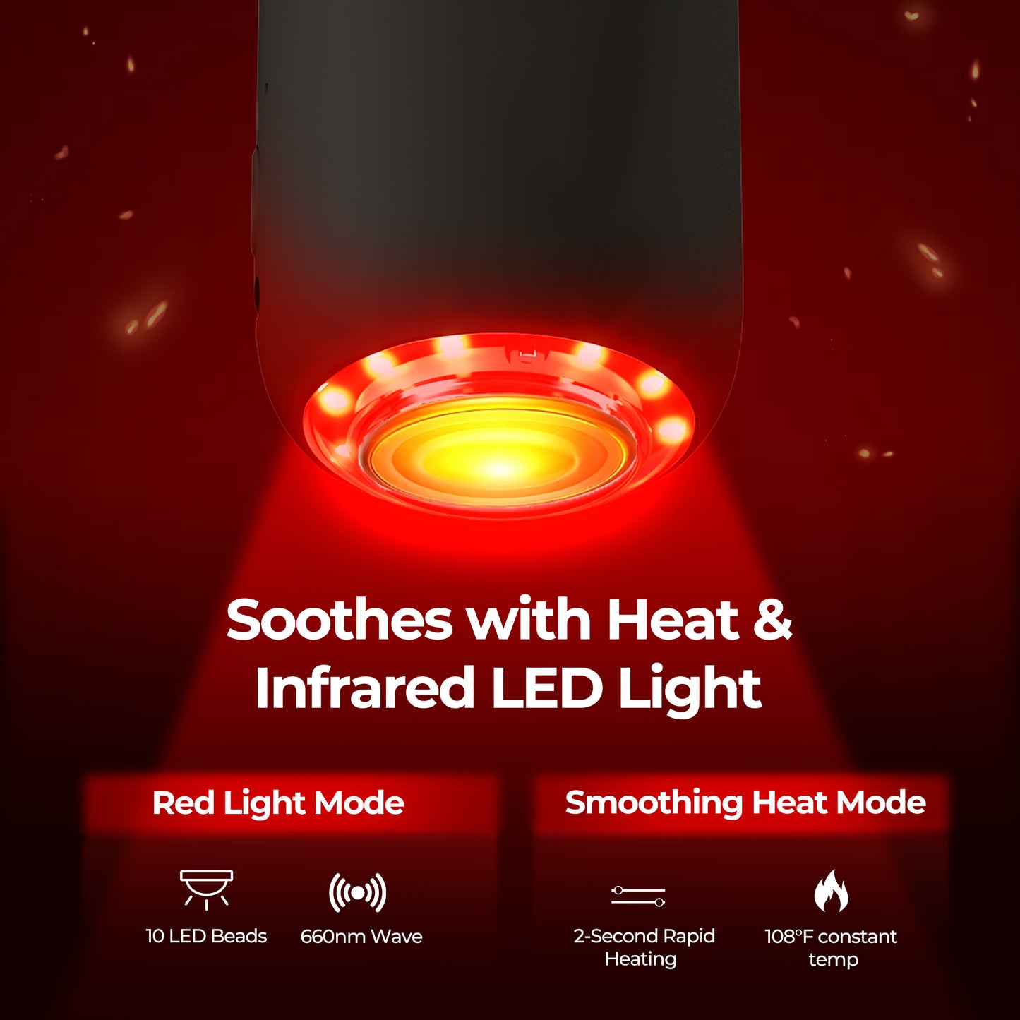 Morfone Mini Massage Gun with Red Light & Heat, Portable Deep Tissue Massager with 4 Heads for Home Office Travel, Black