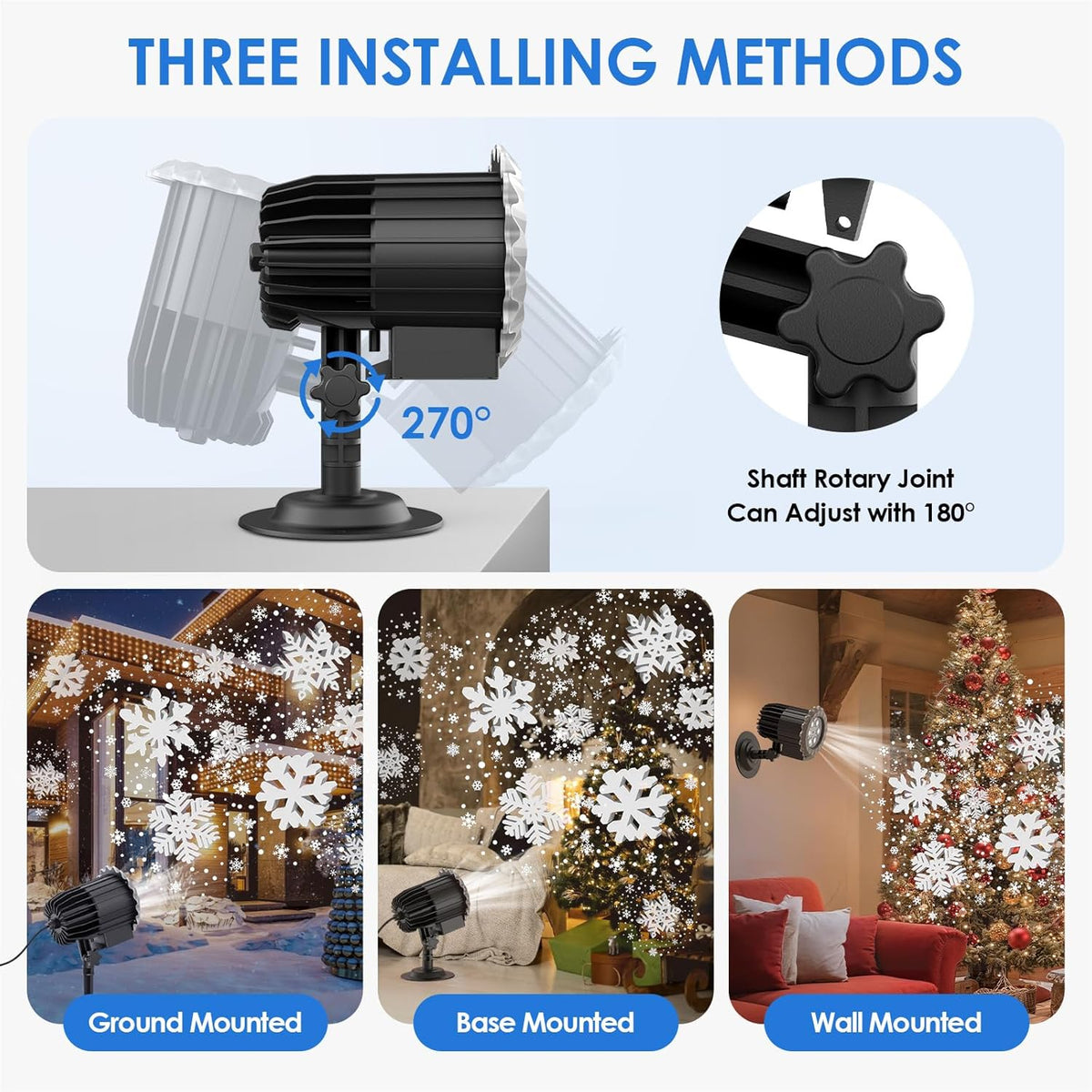Morfone Christmas Projector Lights, Waterproof Snowflake Projector Light with Dynamic Snowfall Effect for Christmas New Year Holiday Party Decor