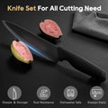 ACMETOP Knife Set, 7 Piece High Carbon Stainless Steel Kitchen Knife Block Set with Built in Sharpener, Black