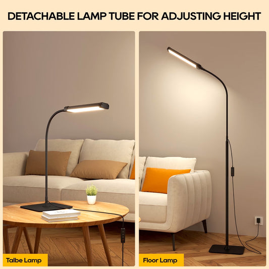 ACMETOP LED Floor Lamp for Living Room with Remote Control, Standing Lamp with Stepless Dimmable & 3 Color Temperatures Bulb
