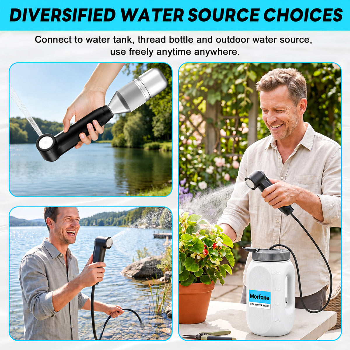 Morfone Portable Bidet for Travel, Electric Handheld Bidet with 2.5L Tank, IPX6, LED Display