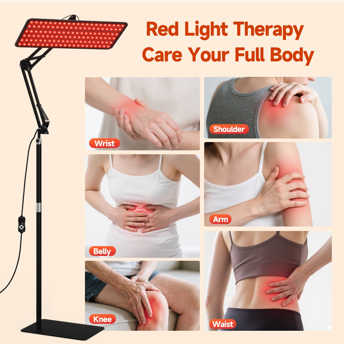 Morfone Red Light Lamp for Body Face, 660nm 850nm 940nm Infrared Light Lamp Panel with Adjustable Stand, Idea Gift for Women Men