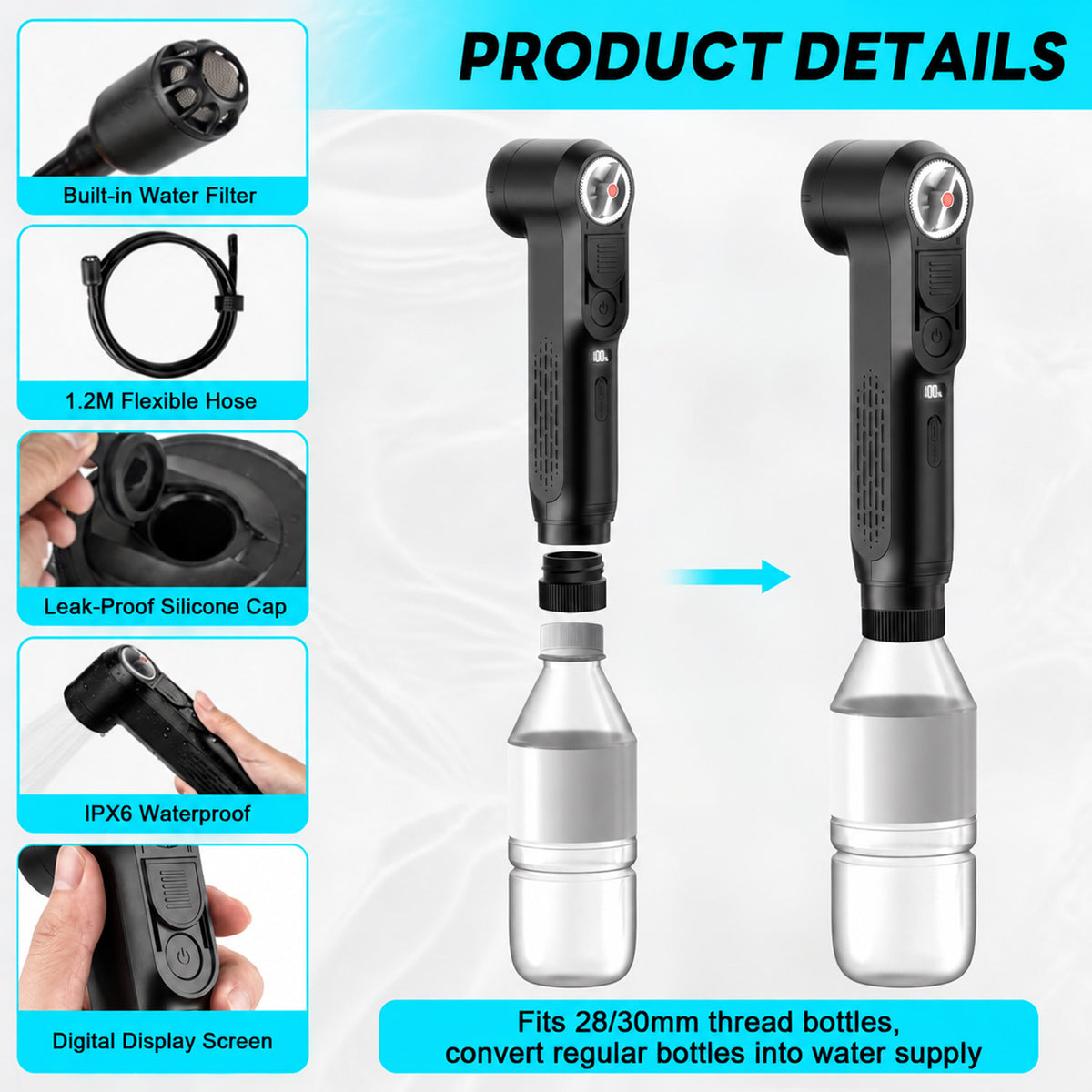 Morfone Portable Bidet for Travel, Electric Handheld Bidet with 2.5L Tank, IPX6, LED Display