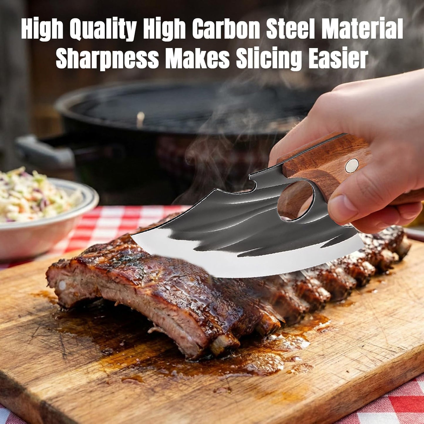 ACMETOP Chef Kitchen Knife, Viking Boning Knife for Meat Cutting, Hand Forged High Carbon Steel Cooking Cutting Knife for Home Camping BBQ