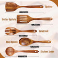 ACMETOP Wooden Spoons for Cooking, 5 Pcs Natural Teak Kitchen Utensil Set , Wooden Cooking Utensils Set for Nonstick Pans & Cookware