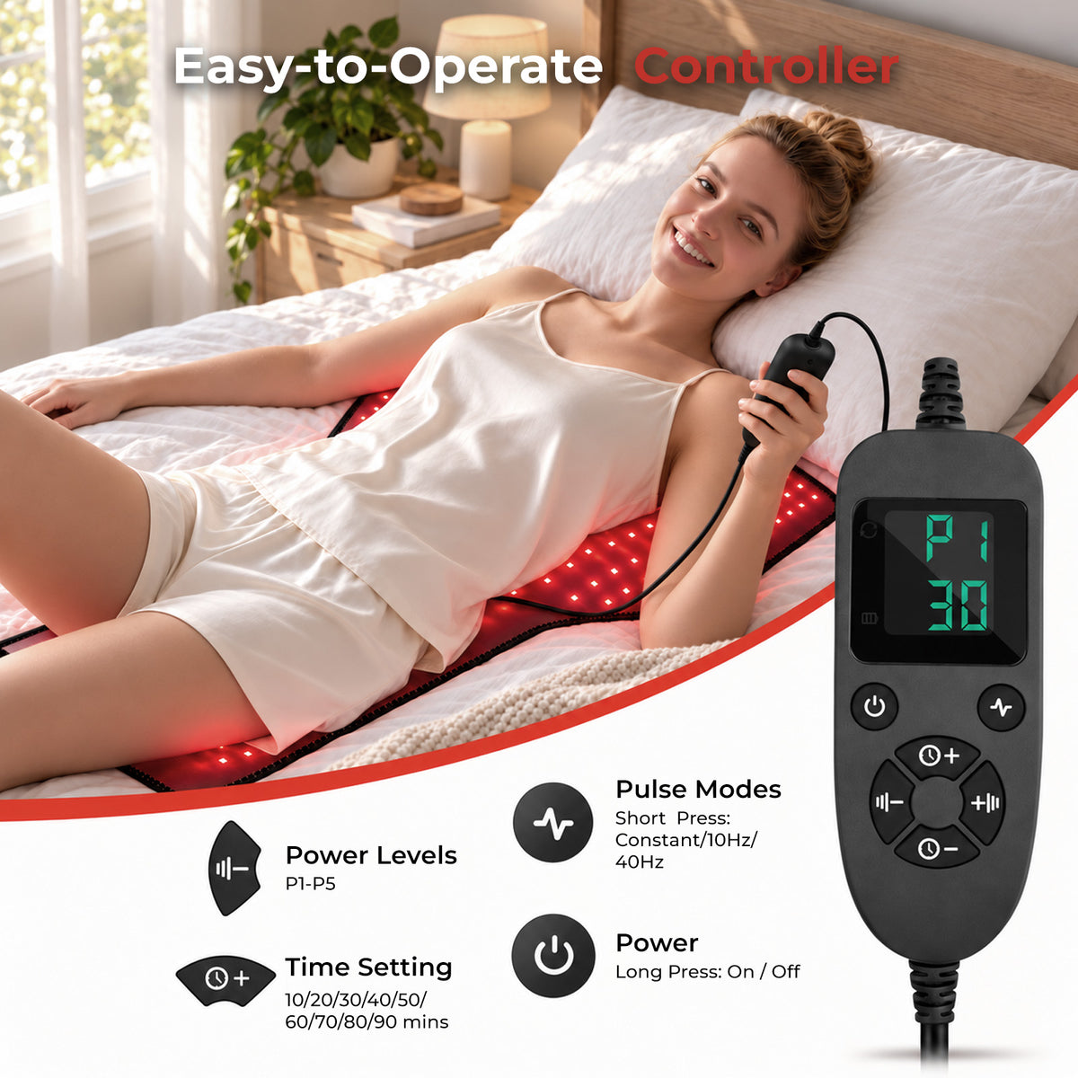 Morfone Red Light Shoulder Wrap with 3 Modes and 5 Levels, 3-in-1 Chip Red Light for Shoulder & Neck, 660nm & 850nm Infrared Light Pad with Timer for Home Use