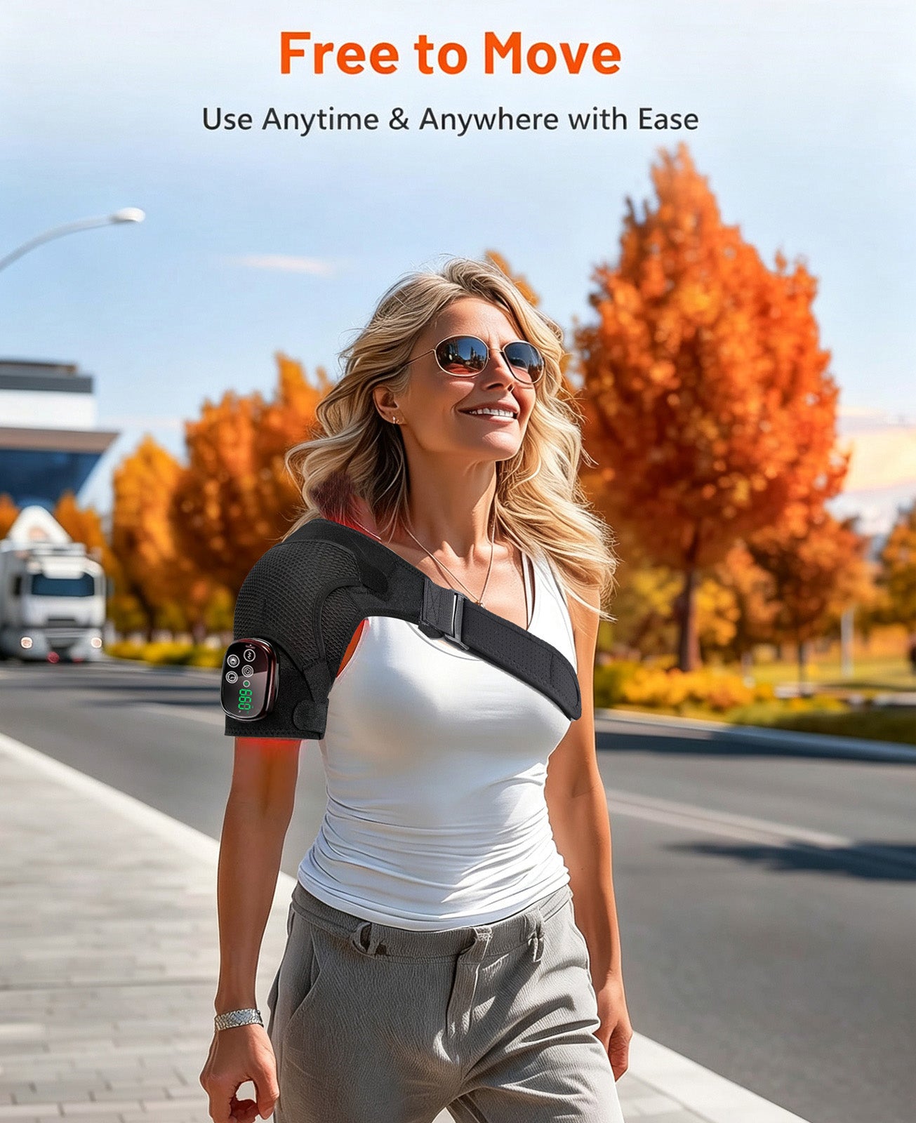 Morfone Cordless Red Light Shoulder Wrap with 3 Heat & 3 Vibration, Shoulder Massager Heating Pad, 660nm Red & 850nm near-Infrared Light,Black
