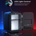 Mini Kühlschrank, 4L / 6 Dosen Leise Minikühlschrank, 7 RGB Lichtmodi, 2in1 Kühl- und Warmhaltefunktion für Getränke & Skincare, AC 220V / DC 12V, Mini Fridge für Gaming, Büro, Auto (Schwarz)