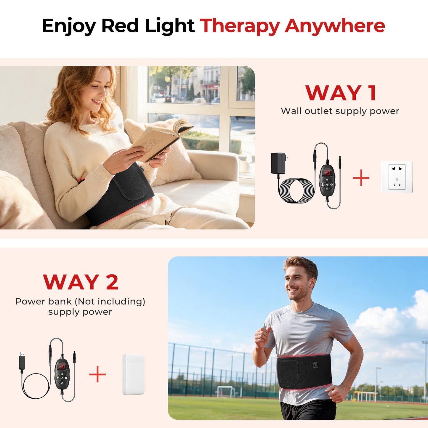 Morfone Red Light Belt for the Body, 660nm and 850nm Infrared Light Wrap, Red Light Pad Mat for Back, Shoulders, Waist, and Knees, Gift for Women Men