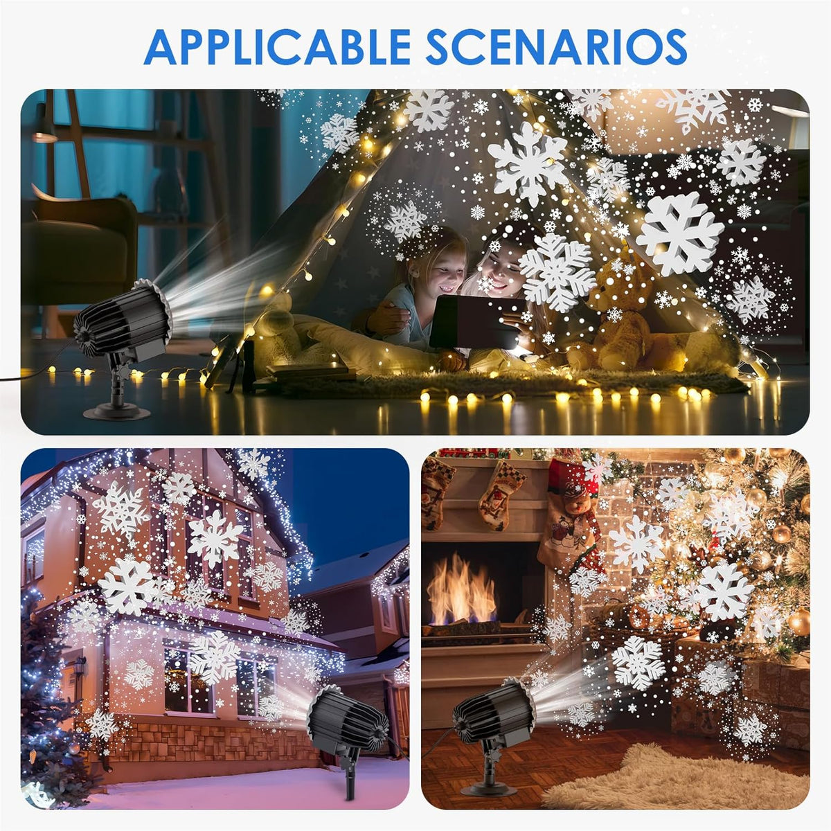 Morfone Christmas Projector Lights, Waterproof Snowflake Projector Light with Dynamic Snowfall Effect for Christmas New Year Holiday Party Decor