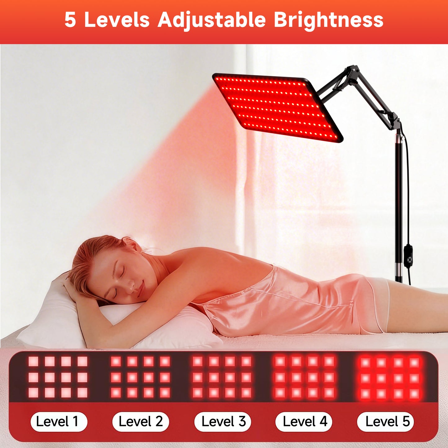 Morfone Red Light Lamp for Body Face, 660nm 850nm 940nm Infrared Light Lamp Panel with Adjustable Stand, Idea Gift for Women Men