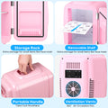 Mini Fridge for Bedroom, 4L/6 Can Small Refrigerator, Skincare Fridge for Drinks, Cosmetics, Beverage, Food, Pink
