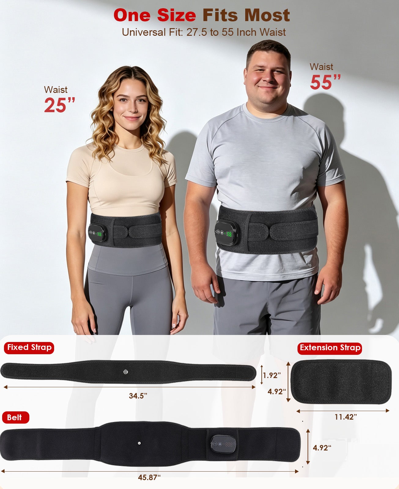 Morfone Cordless Heating Pad with Massager for Back, Portable Lower Back Massager with 3 Heat & 3 Vibration, Wearable Heat Belt Gift for Women Men