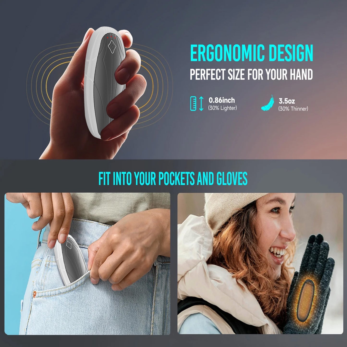 Morfone Magnetic Hand Warmers Rechargeable with 10000mAh Charging Case, 2 Pack Portable Electric Pocket Heater 3 Heat Settings Up to 50 Hrs, Gifts for Christmas, Hunting, Camping Gear, Golf, Outdoors