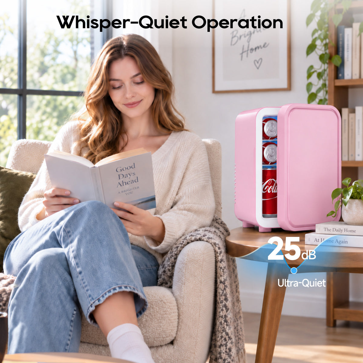 Mini Fridge, 6 Liter/8 Can Small Refrigerator, AC/DC Portable Skincare Fridge for Bedroom, Dorm, Office, Car, Pink