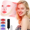 Morfone Led Face Mask, 4 Modes Red Light Mask for Face, LED Facial Mask with Timer, Home & Travel Skincare (Pink)