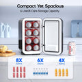 BEICHEN Mini Fridge, 6 Liter/8 Can Small Fridge, AC/DC Portable Skincare Fridge, Cooler and Warmer Refrigerators for Bedroom, Skincare, Beverage, Office, Dorm, Car, Black