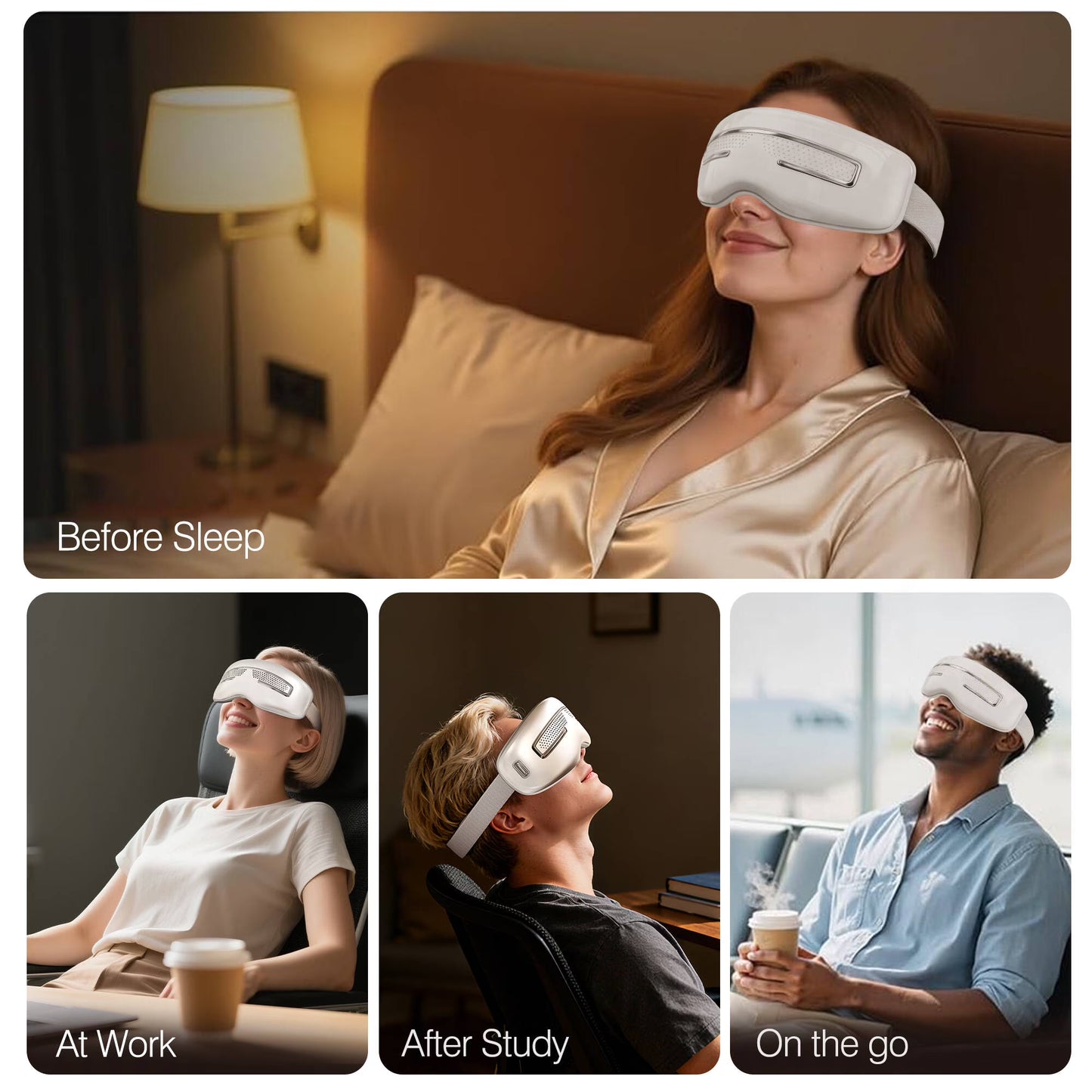 Morfone Eye Massager with Heat and Cooling, Eye Mask with DIY Massage Setting, Sleep Mask for Relax, Birthday Gifts for Women Men, Black