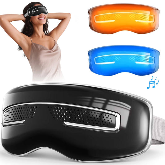 Morfone Eye Massager with Heat and Cooling, Eye Mask with DIY Massage Setting, Sleep Mask for Relax, Birthday Gifts for Women Men, Black