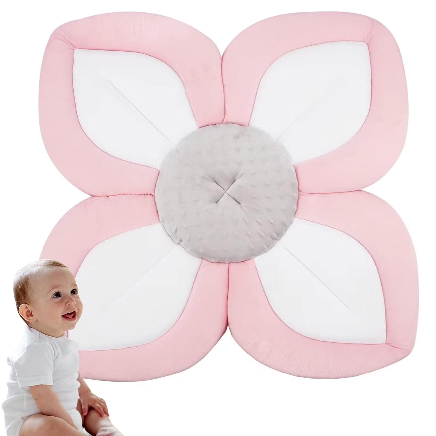 Morfone Baby Bath Seat, Baby Bathtub Pad for Newborn Infants to Toddler 0 to 6 Months and up,Pink